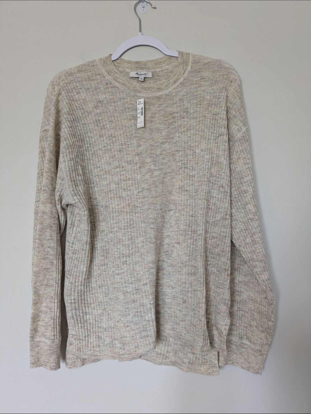 Madewell Nwt Ribbed Crewneck Sweater - Oatmeal Sz L